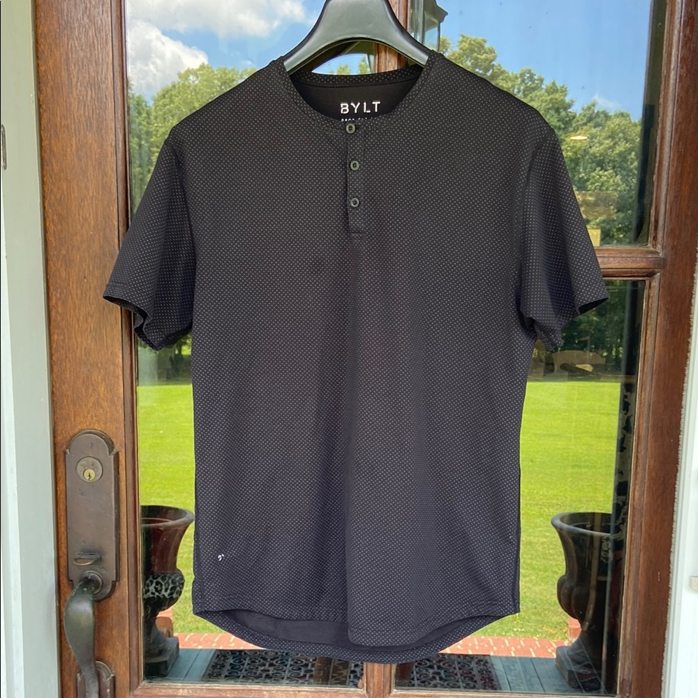 BYLT Drop Cut S/S Henley Lux . Black/Gray. Size L‎